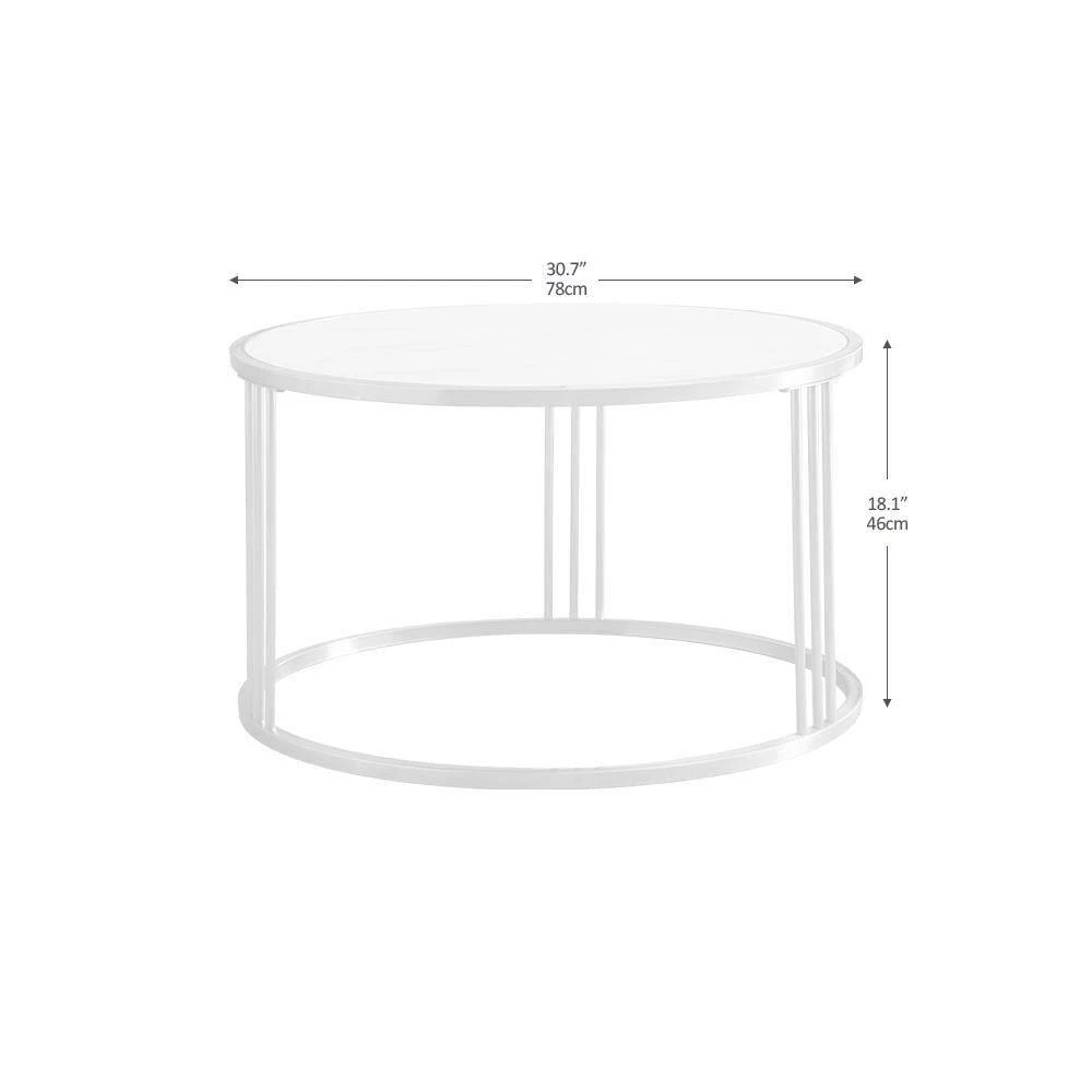 30 in. Sintered Stone Round End Table with Golden Stainless Steel Frame by HOMEFUN 9 30 in. Sintered Stone Round End Table with Golden Stainless Steel Frame by HOMEFUN - Image 7