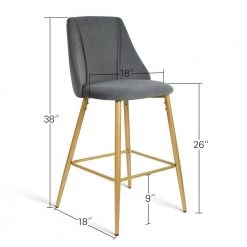 CHOLE Velvet Upholstered 26" Full Back Counter Stool (Set of 2) (19 in. W x 39 in. H) by Elevens 15 CHOLE Velvet Upholstered 26" Full Back Counter Stool (Set of 2) (19 in. W x 39 in. H) by Elevens -Cheap LR Home Store gray elevens bar stools chole midbar velgrey 4f 1000