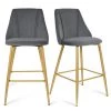 CHOLE Velvet Upholstered 26" Full Back Counter Stool (Set of 2) (19 in. W x 39 in. H) by Elevens -Cheap LR Home Store gray elevens bar stools chole midbar velgrey 64 1000