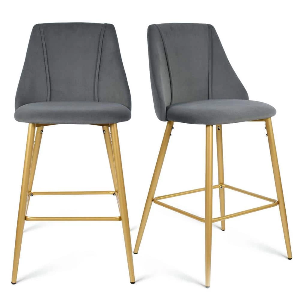CHOLE Velvet Upholstered 26" Full Back Counter Stool (Set of 2) (19 in. W x 39 in. H) by Elevens 3 CHOLE Velvet Upholstered 26" Full Back Counter Stool (Set of 2) (19 in. W x 39 in. H) by Elevens