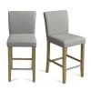 17 in. W x 40 in. H Fabric Upholstered Gray High Back Solid Wood 26 in. Counter Stool (Set of 2) by Elevens -Cheap LR Home Store gray elevens bar stools portland midbar grey 64 1000