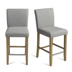 Cheap LR Home Store 21 17 in. W x 40 in. H Fabric Upholstered Gray High Back Solid Wood 26 in. Counter Stool (Set of 2) by Elevens