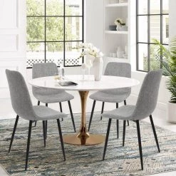 Gray Fabric Upholstered Dining Side Chair (Set of 4) by Elevens -Cheap LR Home Store gray elevens dining chairs bingo grey 4 31 1000