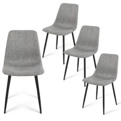 Gray Fabric Upholstered Dining Side Chair (Set of 4) by Elevens