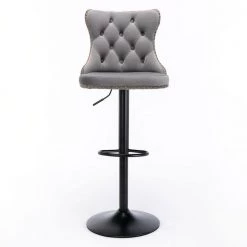 45 in. Modern Upholstered Swivel Gray Velvet Adjusatble Height Bar Stools with High Back (Set of 2) by HOMEFUN 17 45 in. Modern Upholstered Swivel Gray Velvet Adjusatble Height Bar Stools with High Back (Set of 2) by HOMEFUN -Cheap LR Home Store gray homefun bar stools hfhdsn 202gy fa 1000