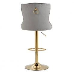 46 in. Gray Velvet High Back Metal Frame Adjustable Cushioned Bar Stools with Back and Footrest (Set of 2) by HOMEFUN -Cheap LR Home Store gray homefun bar stools hfhdsn 950gy 1f 1000