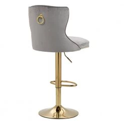 46 in. Gray Velvet High Back Metal Frame Adjustable Cushioned Bar Stools with Back and Footrest (Set of 2) by HOMEFUN -Cheap LR Home Store gray homefun bar stools hfhdsn 950gy 4f 1000