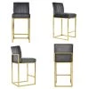 Modern 25in Counter Height High Back Metal Frame Gray Velvet Upholstered Seat and Backrest Bar Stools (Set of 4) by HOMEFUN 1 Modern 25in Counter Height High Back Metal Frame Gray Velvet Upholstered Seat and Backrest Bar Stools (Set of 4) by HOMEFUN -Cheap LR Home Store gray homefun bar stools hfhdsn tm gy 4 64 1000