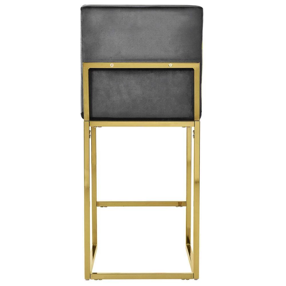 Modern 25in Counter Height High Back Metal Frame Gray Velvet Upholstered Seat and Backrest Bar Stools (Set of 4) by HOMEFUN 9 Modern 25in Counter Height High Back Metal Frame Gray Velvet Upholstered Seat and Backrest Bar Stools (Set of 4) by HOMEFUN - Image 7