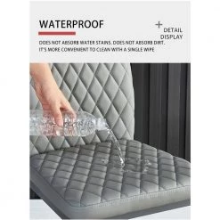 Gray Modern Leather Upholstered Diamond Grid Pattern Dining Chair with Metal Legs (Set of 4) by HOMEFUN -Cheap LR Home Store gray homefun dining chairs hfhdsn 030gy 4f 1000