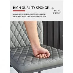 Light Gray Modern Leather Upholstered Diamond Grid Pattern Dining Chair with Metal Legs (Set of 6) by HOMEFUN -Cheap LR Home Store gray homefun dining chairs hfhdsn 030lg 6 1f 1000