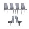Light Gray Modern Leather Upholstered Diamond Grid Pattern Dining Chair with Metal Legs (Set of 6) by HOMEFUN -Cheap LR Home Store gray homefun dining chairs hfhdsn 030lg 6 64 1000