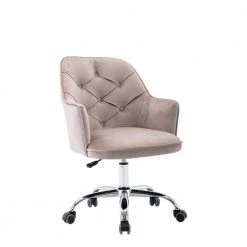 Gray Velvet Modern Desk Chair Upholstered Adjustable Swivel Task Chair by HOMEFUN -Cheap LR Home Store gray homefun task chairs hfhdsn 190gy 1f 1000