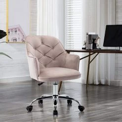Gray Velvet Modern Desk Chair Upholstered Adjustable Swivel Task Chair by HOMEFUN -Cheap LR Home Store gray homefun task chairs hfhdsn 190gy c3 1000