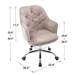 Gray Velvet Modern Desk Chair Upholstered Adjustable Swivel Task Chair by HOMEFUN -Cheap LR Home Store gray homefun task chairs hfhdsn 190gy fa 1000
