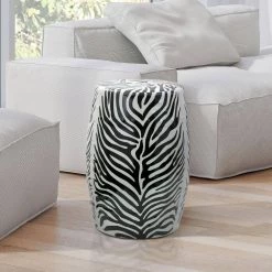 Zebra Porcelain Ottoman by Oriental Furniture -Cheap LR Home Store gray oriental furniture ottomans bw garden9 31 1000