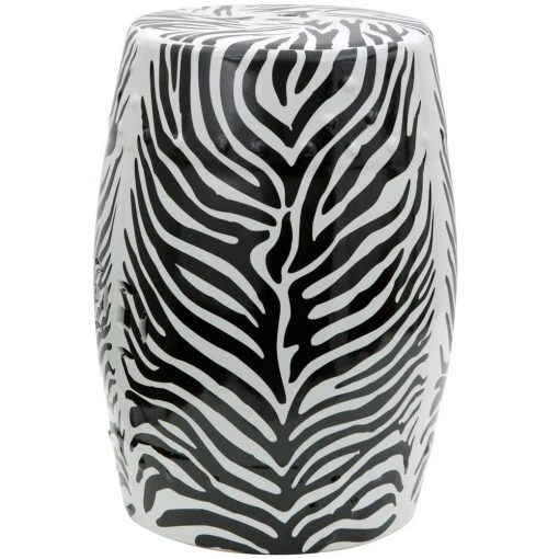 Zebra Porcelain Ottoman by Oriental Furniture -Cheap LR Home Store gray oriental furniture ottomans bw garden9 64 1000