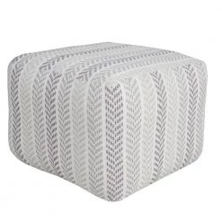 Everyday Gray / White 18 in. x 18 in. x 14 in. Chevron Stripe Pouf Ottoman by LR Home -Cheap LR Home Store gray white lr home ottomans poufs34045gry1612 4f 1000