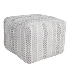 Everyday Gray / White 18 in. x 18 in. x 14 in. Chevron Stripe Pouf Ottoman by LR Home