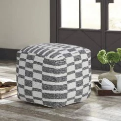 Modern Gray / White 18 in. x 18 in. x 14 in. Checkered Dimensional Pouf Ottoman by LR Home 19 Modern Gray / White 18 in. x 18 in. x 14 in. Checkered Dimensional Pouf Ottoman by LR Home -Cheap LR Home Store gray white lr home ottomans poufs34065gry1612 31 1000