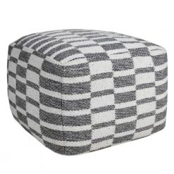 Modern Gray / White 18 in. x 18 in. x 14 in. Checkered Dimensional Pouf Ottoman by LR Home 15 Modern Gray / White 18 in. x 18 in. x 14 in. Checkered Dimensional Pouf Ottoman by LR Home -Cheap LR Home Store gray white lr home ottomans poufs34065gry1612 4f 1000