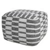 Modern Gray / White 18 in. x 18 in. x 14 in. Checkered Dimensional Pouf Ottoman by LR Home -Cheap LR Home Store gray white lr home ottomans poufs34065gry1612 64 1000