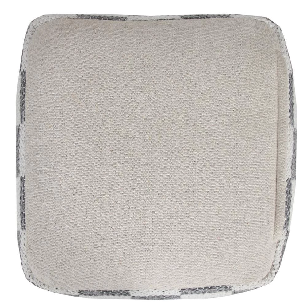 Modern Gray / White 18 in. x 18 in. x 14 in. Checkered Dimensional Pouf Ottoman by LR Home 5 Modern Gray / White 18 in. x 18 in. x 14 in. Checkered Dimensional Pouf Ottoman by LR Home - Image 3