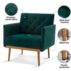 Green Morden Leisure Single Accent Chair with Rose Golden Metal Legs by HOMEFUN -Cheap LR Home Store green homefun accent chairs hfhdsn 838gn 1f 1000