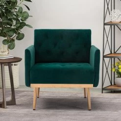 Green Morden Leisure Single Accent Chair with Rose Golden Metal Legs by HOMEFUN -Cheap LR Home Store green homefun accent chairs hfhdsn 838gn 31 1000