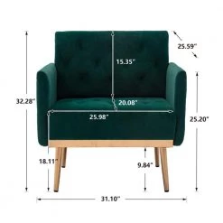 Green Morden Leisure Single Accent Chair with Rose Golden Metal Legs by HOMEFUN -Cheap LR Home Store green homefun accent chairs hfhdsn 838gn 44 1000