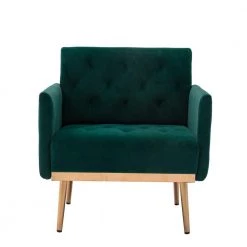 Green Morden Leisure Single Accent Chair with Rose Golden Metal Legs by HOMEFUN