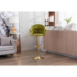 44 in. Green Velvet Seat High Back Metal Frame Hight Adjustable Cushioned Bar Stool (Set of 2) by HOMEFUN -Cheap LR Home Store green homefun bar stools hfhdsn 907gn 31 1000