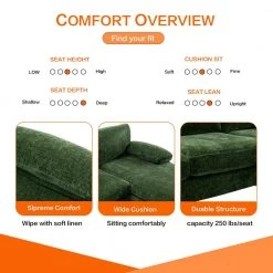 110 in W Green 4-piece U Shaped Fabric Modern Sectional Sofa with 2 Arms and Golden Metal Legs by HOMEFUN -Cheap LR Home Store green homefun sectional sofas hfhdsn 817gn 1f 1000