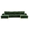 110 in W Green 4-piece U Shaped Fabric Modern Sectional Sofa with 2 Arms and Golden Metal Legs by HOMEFUN 1 110 in W Green 4-piece U Shaped Fabric Modern Sectional Sofa with 2 Arms and Golden Metal Legs by HOMEFUN -Cheap LR Home Store green homefun sectional sofas hfhdsn 817gn 64 1000