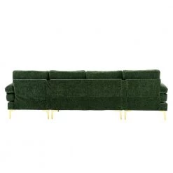 110 in W Green 4-piece U Shaped Fabric Modern Sectional Sofa with 2 Arms and Golden Metal Legs by HOMEFUN -Cheap LR Home Store green homefun sectional sofas hfhdsn 817gn 66 1000