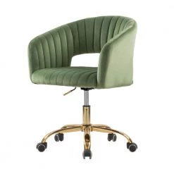 Green Velvet Morden Cute Upholstered Task Chair by HOMEFUN -Cheap LR Home Store green homefun task chairs hfhdsn 173gn 1f 1000