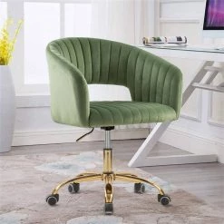 Green Velvet Morden Cute Upholstered Task Chair by HOMEFUN -Cheap LR Home Store green homefun task chairs hfhdsn 173gn 31 1000