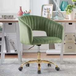Green Velvet Morden Cute Upholstered Task Chair by HOMEFUN -Cheap LR Home Store green homefun task chairs hfhdsn 173gn 44 1000