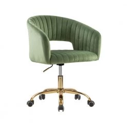 Green Velvet Morden Cute Upholstered Task Chair by HOMEFUN