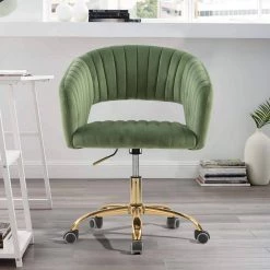 Green Velvet Morden Cute Upholstered Task Chair by HOMEFUN -Cheap LR Home Store green homefun task chairs hfhdsn 173gn a0 1000