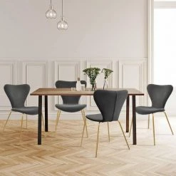 Flavia Grey Velvet Dinning Chair (Set of 4) by Elevens -Cheap LR Home Store grey elevens dining chairs flavia grey 4 31 1000