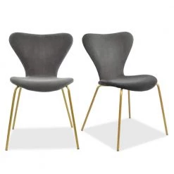 Flavia Grey Velvet Dinning Chair (Set of 4) by Elevens