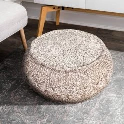 Cable Melange Grey / Natural Round 20 in. x 12 in. Knit Indoor Pouf by LR Home 12 Cable Melange Grey / Natural Round 20 in. x 12 in. Knit Indoor Pouf by LR Home -Cheap LR Home Store grey natural lr home ottomans poufs99710gyn2012 1f 1000