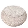 Cable Melange Grey / Natural Round 20 in. x 12 in. Knit Indoor Pouf by LR Home