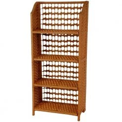 4-Shelf Honey Natural Fiber Shelving Trunk by Oriental Furniture