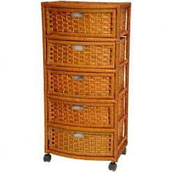 5-Drawer Honey Natural Fiber Trunk by Oriental Furniture