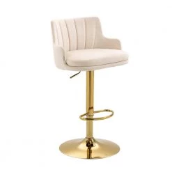 42 in. Ivory Velvet Seat Metal Frame Adjustable Cushioned Bar Stool with Foot Rest by HOMEFUN -Cheap LR Home Store ivory homefun bar stools hfhdsn 909iy c3 1000