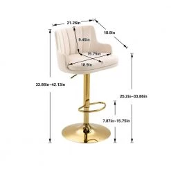 42 in. Ivory Velvet Seat Metal Frame Adjustable Cushioned Bar Stool with Foot Rest by HOMEFUN -Cheap LR Home Store ivory homefun bar stools hfhdsn 909iy fa 1000