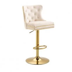 46 in. Modern Ivory Velvet Tufted Upholstered Swivel Adjustable Hight Bar Stools by HOMEFUN 12 46 in. Modern Ivory Velvet Tufted Upholstered Swivel Adjustable Hight Bar Stools by HOMEFUN -Cheap LR Home Store ivory homefun bar stools hfhdsn 910iy c3 1000