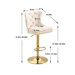 46 in. Modern Ivory Velvet Tufted Upholstered Swivel Adjustable Hight Bar Stools by HOMEFUN 16 46 in. Modern Ivory Velvet Tufted Upholstered Swivel Adjustable Hight Bar Stools by HOMEFUN -Cheap LR Home Store ivory homefun bar stools hfhdsn 910iy fa 1000